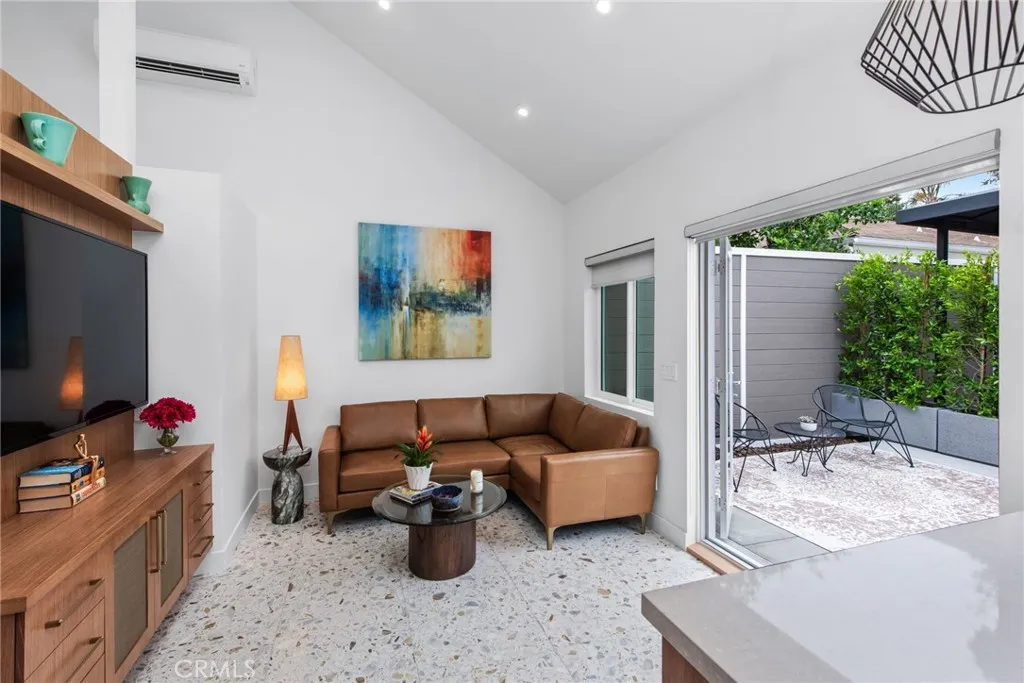 Living room with view of patio