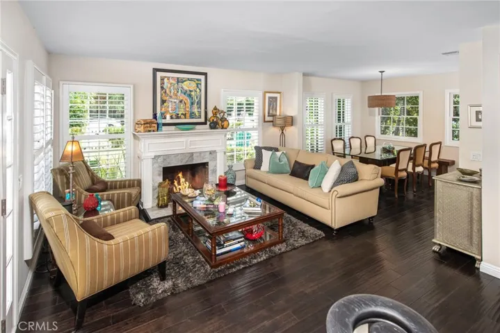 Living room with dining room in the background