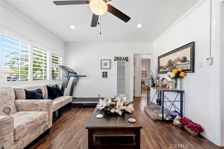 Living room/Shutters offer improved light control.