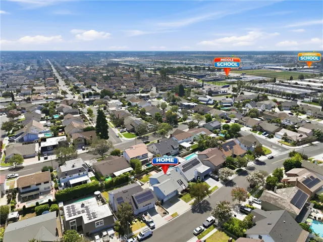 Aerial view of neighborhood