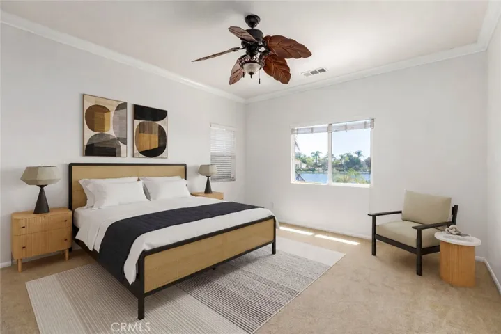 Virtually staged master bedroom