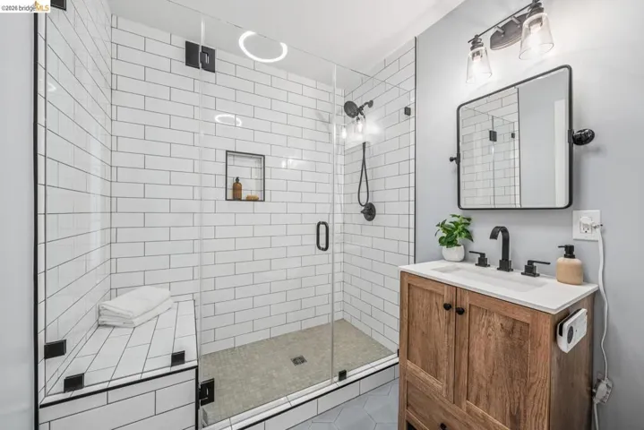 Renovated lower bathroom.