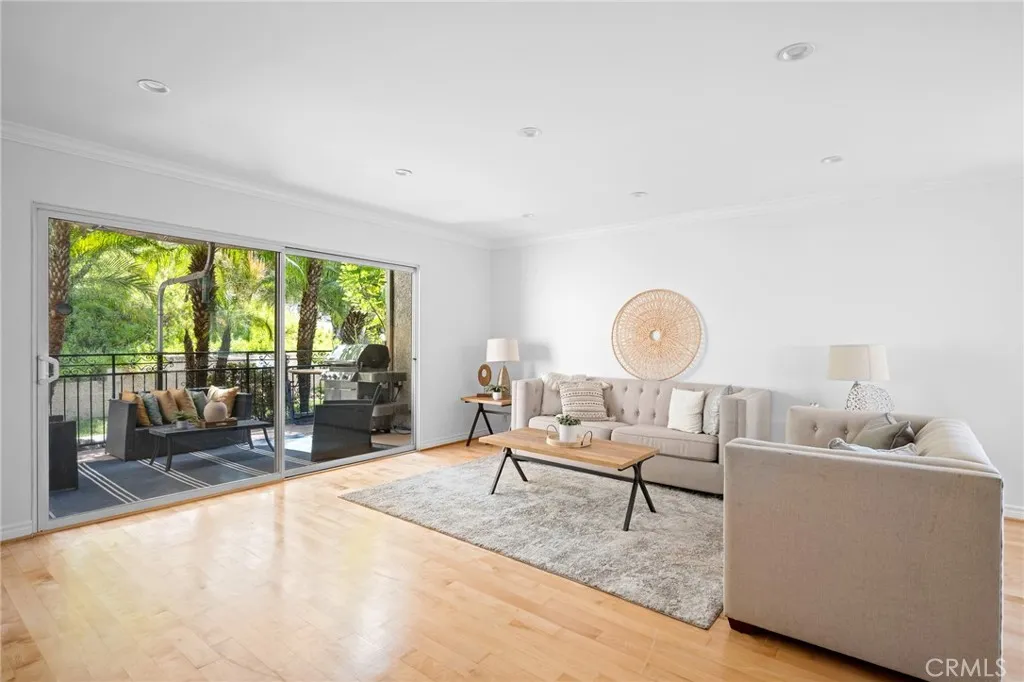 Large private patio with 12 foot sliding door