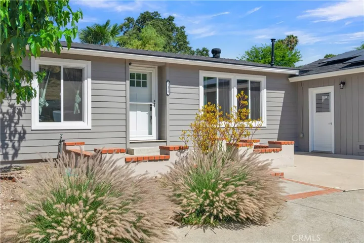 Front entry from curved driveway