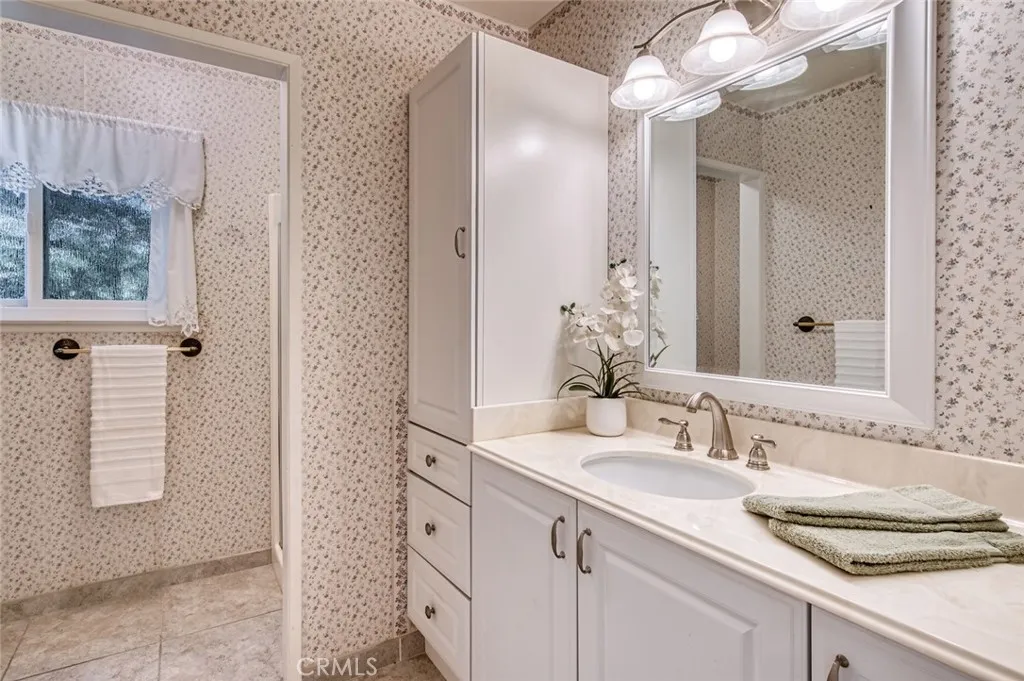 Main floor hall bathroom with walk-in shower.