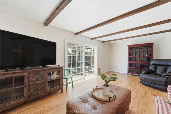 Family room with sliders to yard