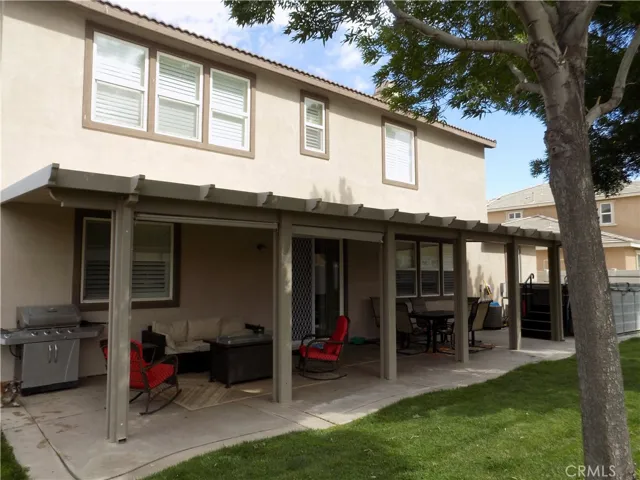 Backyard view with blinds