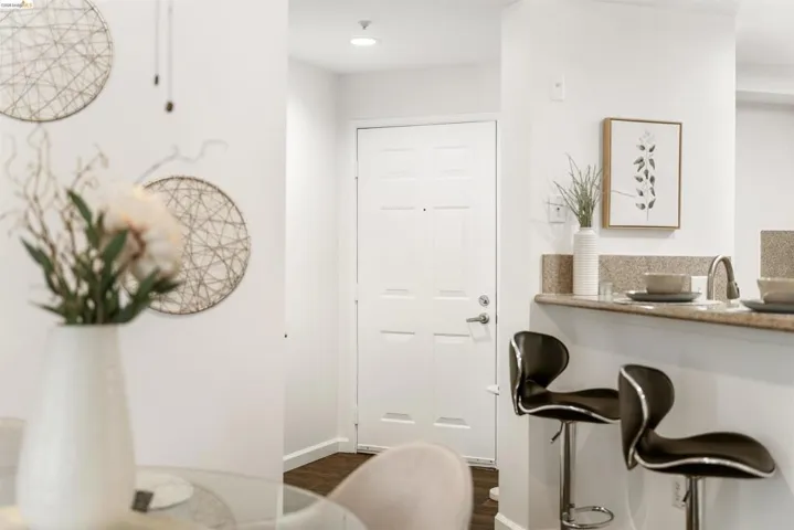 Entrance foyer featuring baseboards and dark wood-style floors