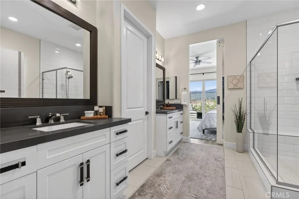primary bathroom has separate sink areas