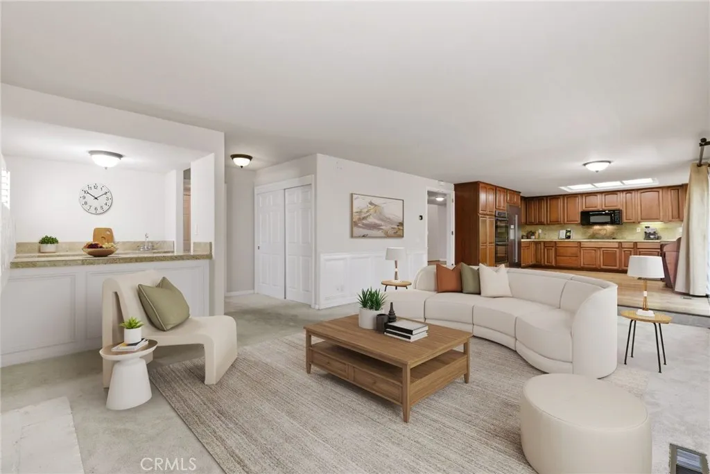 Family Room, Wet Bar, Kitchen - Staged