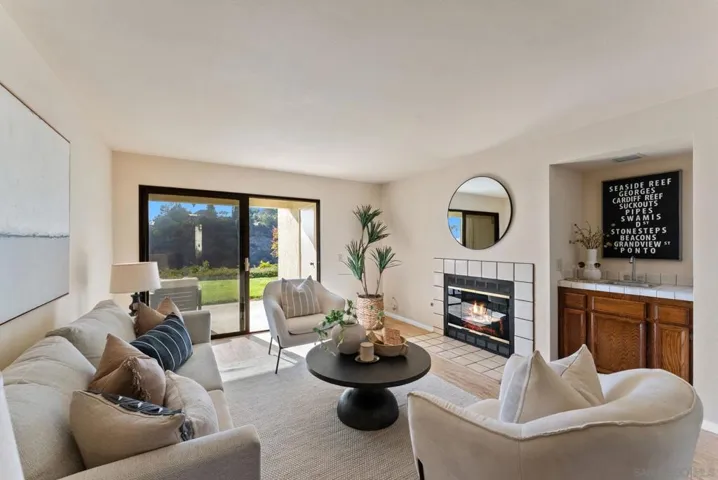 This photo has been digitally altered to add fire in the fireplace.