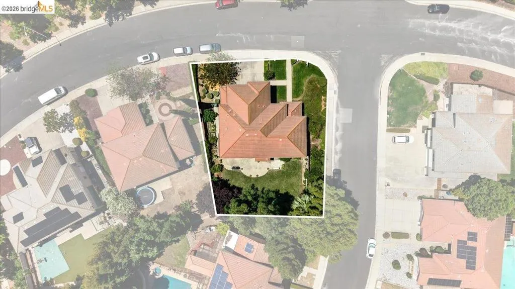 Aerial Property Outline. Illustrating the boundaries of the property from an elevated perspective