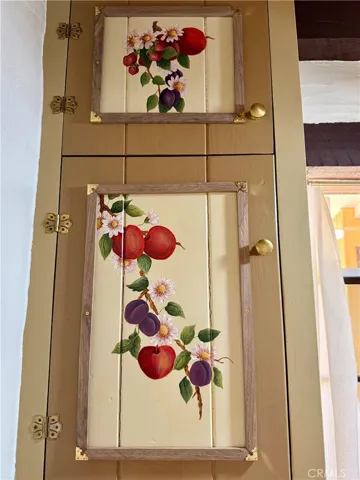The custom painted cabinets in the kitchen