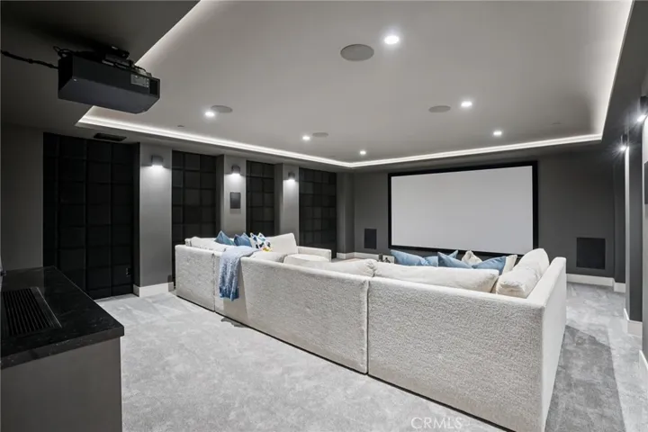 Private theater with sound-proofing on walls