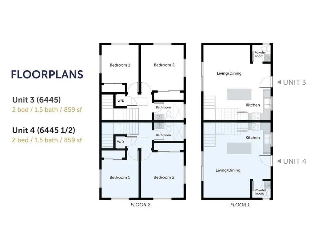 Floorplans - Units #3 (6445) and #4 (6445 1/2)