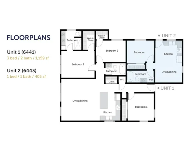 Floorplans - Units #1 (6441) and #2 (6443)