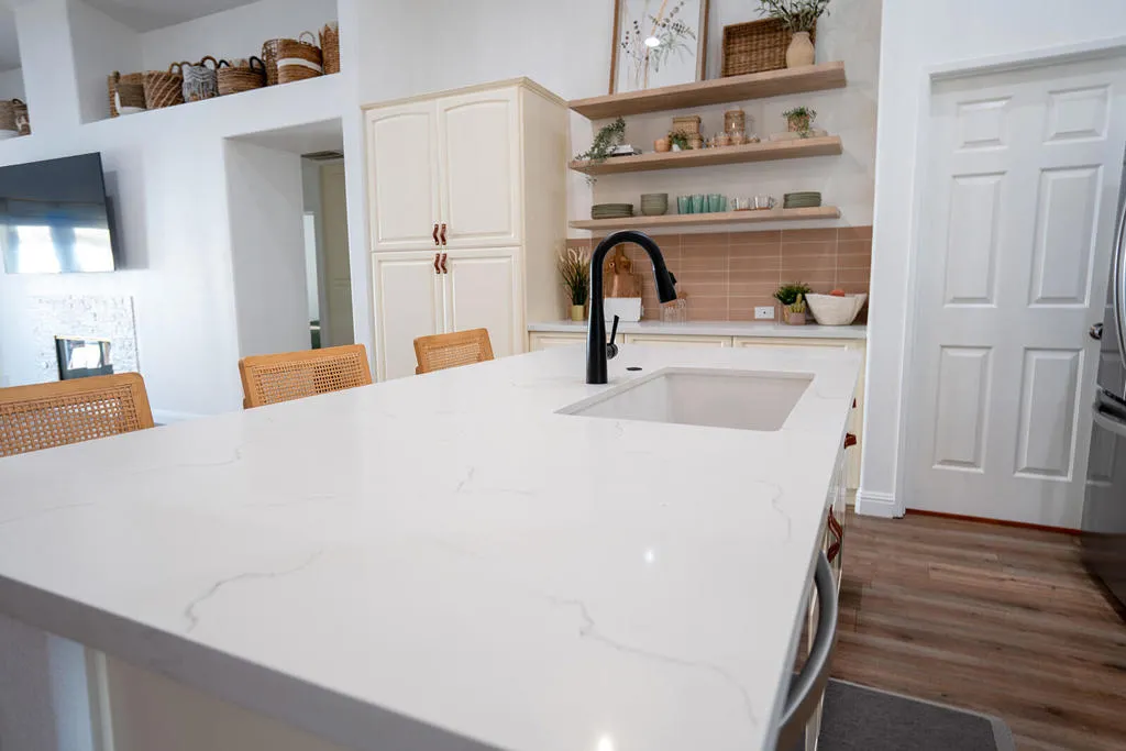 KITCHEN COUNTER IS SLAB QUARTZ KITCHEN COUNTER IS SLAB QUARTZ