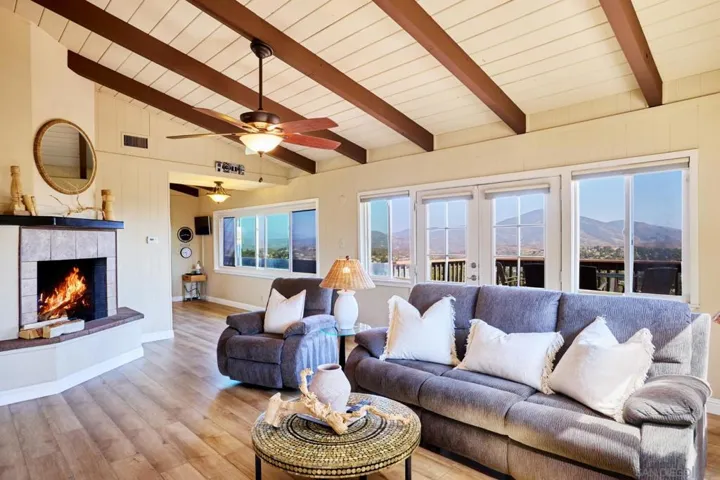 Main house living room and fireplace.