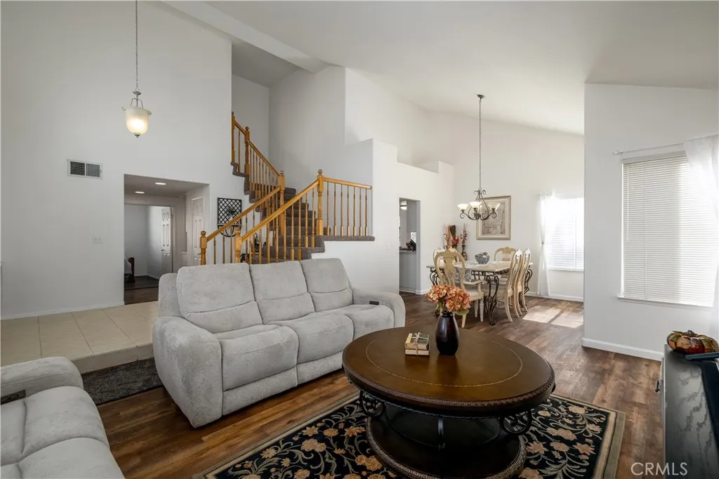 Living room and dining room