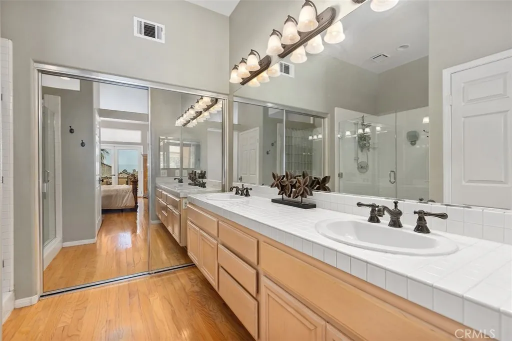 Primary bathroom with dual sinks