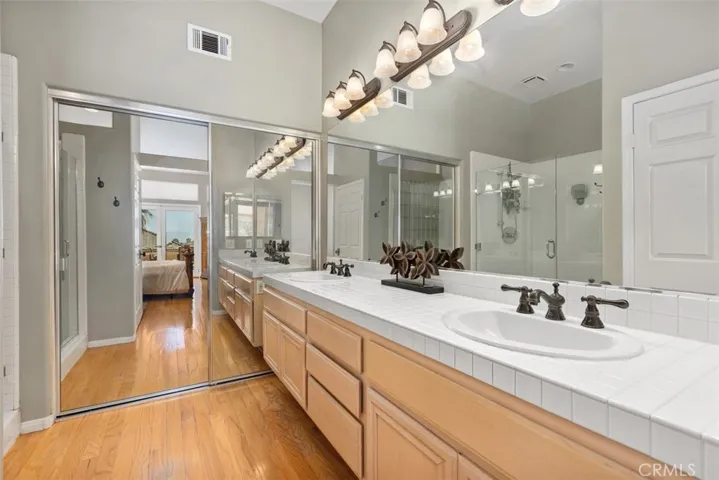Primary bathroom with dual sinks