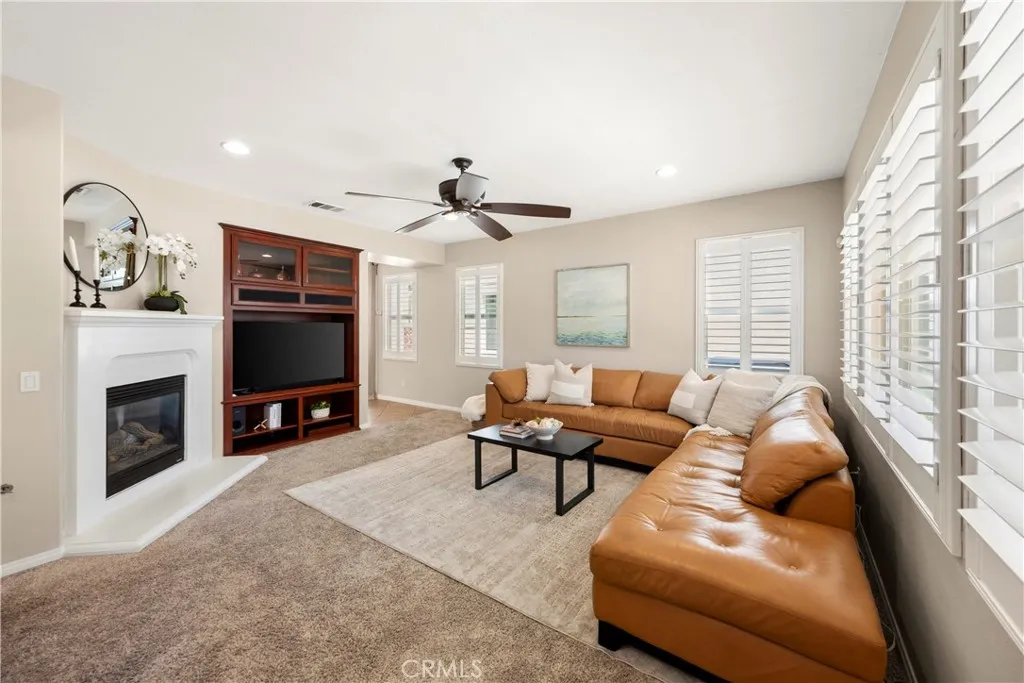 Family Room with Fireplace and Builtins