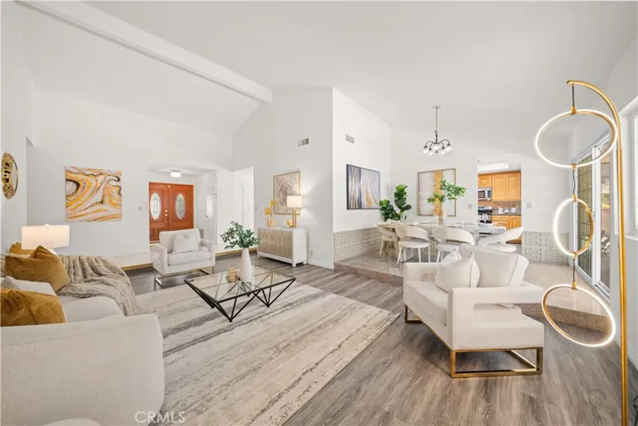 View of living room, dinning room & foyer