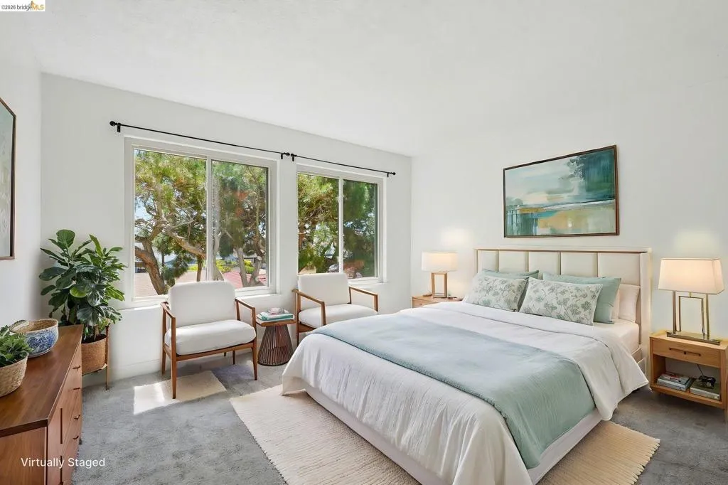 Lovely light streams through dual-pane windows.