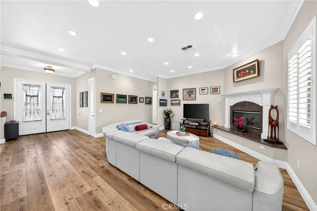 Family room with a cozy fire place