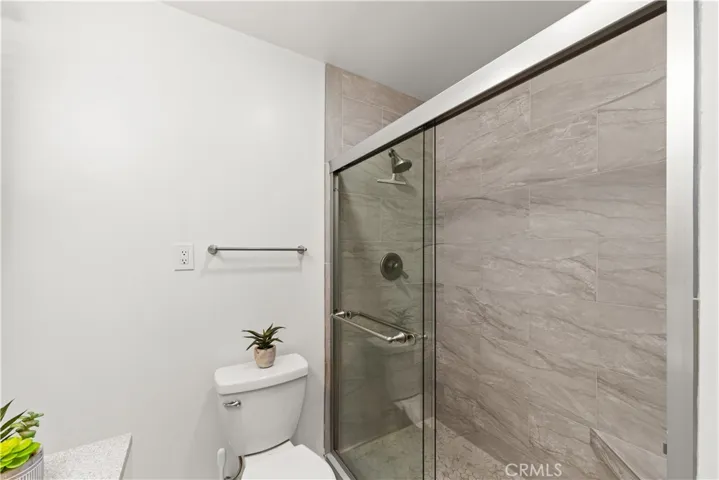Step in shower with bench.