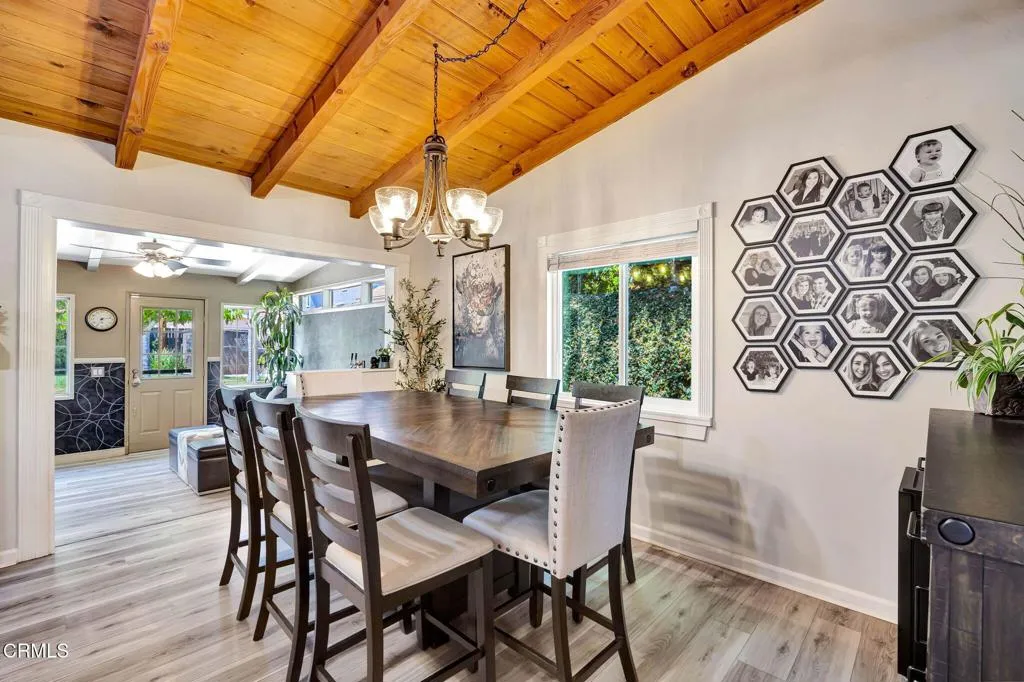 dining area and entry to bonus room