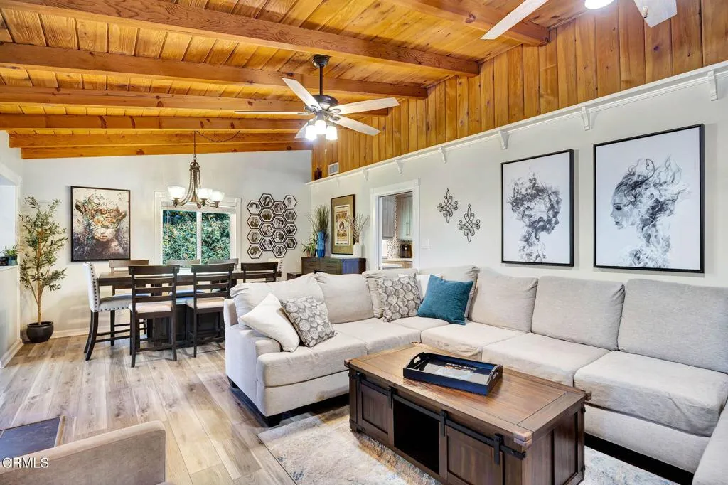 living room and dining area