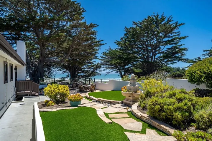 Concrete sidewalk around property
