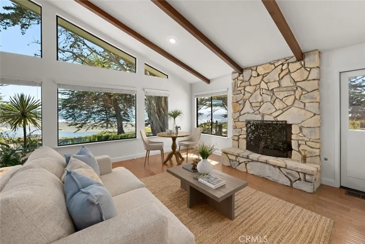 Fireplace warms family room.