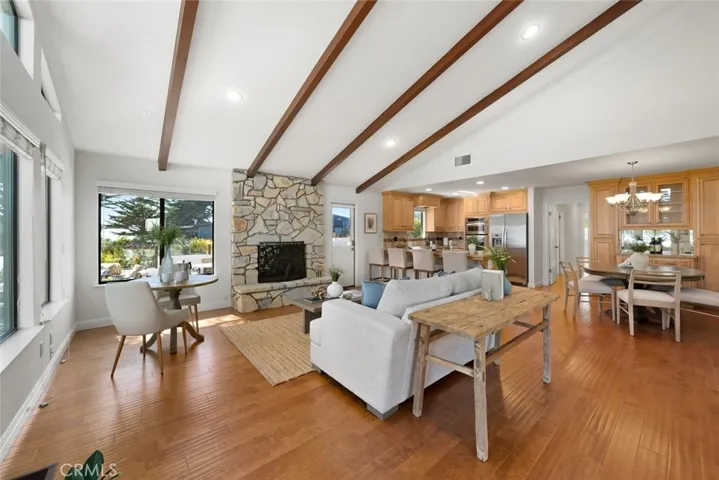 Soft colors and warm wood floors