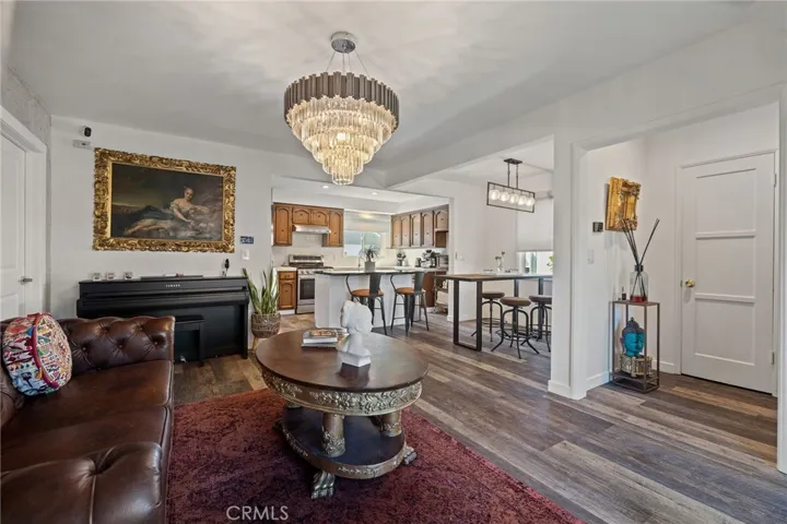 Living room opens to kitchen