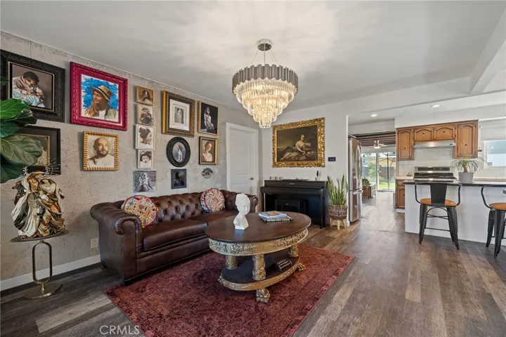 Living Room opens to kitchen with island