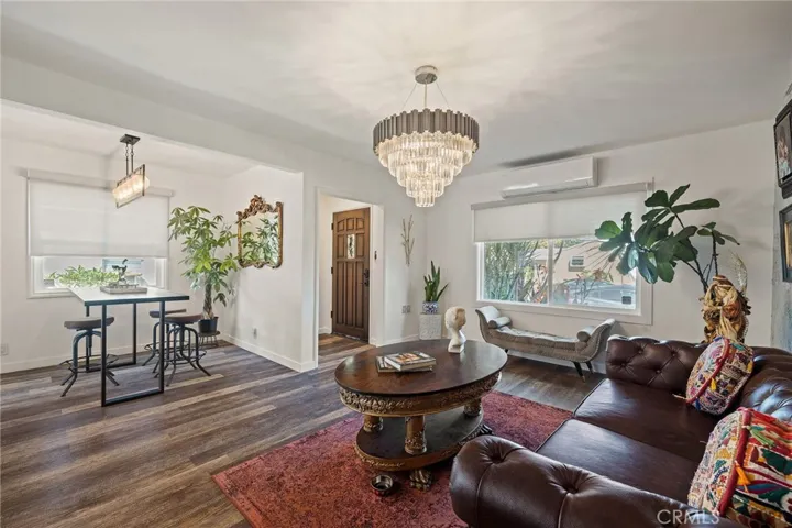living room opens to kitchen