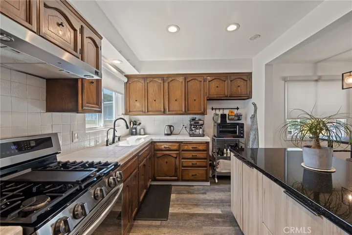 kitchen with real wood cabinets