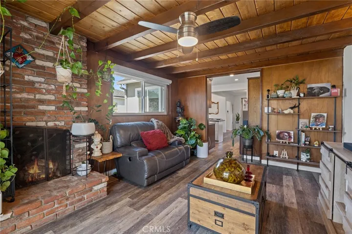 Family room with fireplace
