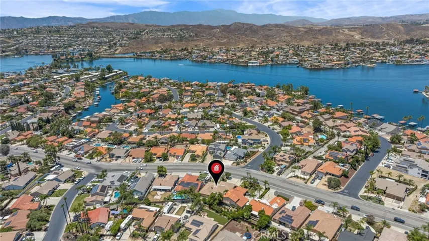 Aerial view back of house facing lake