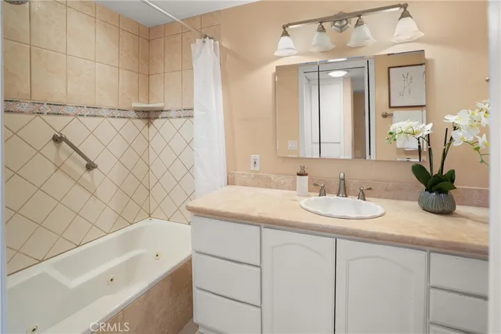 Upstairs upgraded hall bathroom with jacuzzi bath tub