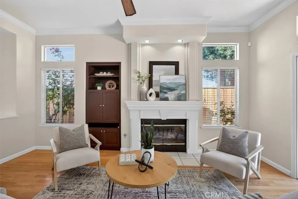 Living room with fireplace