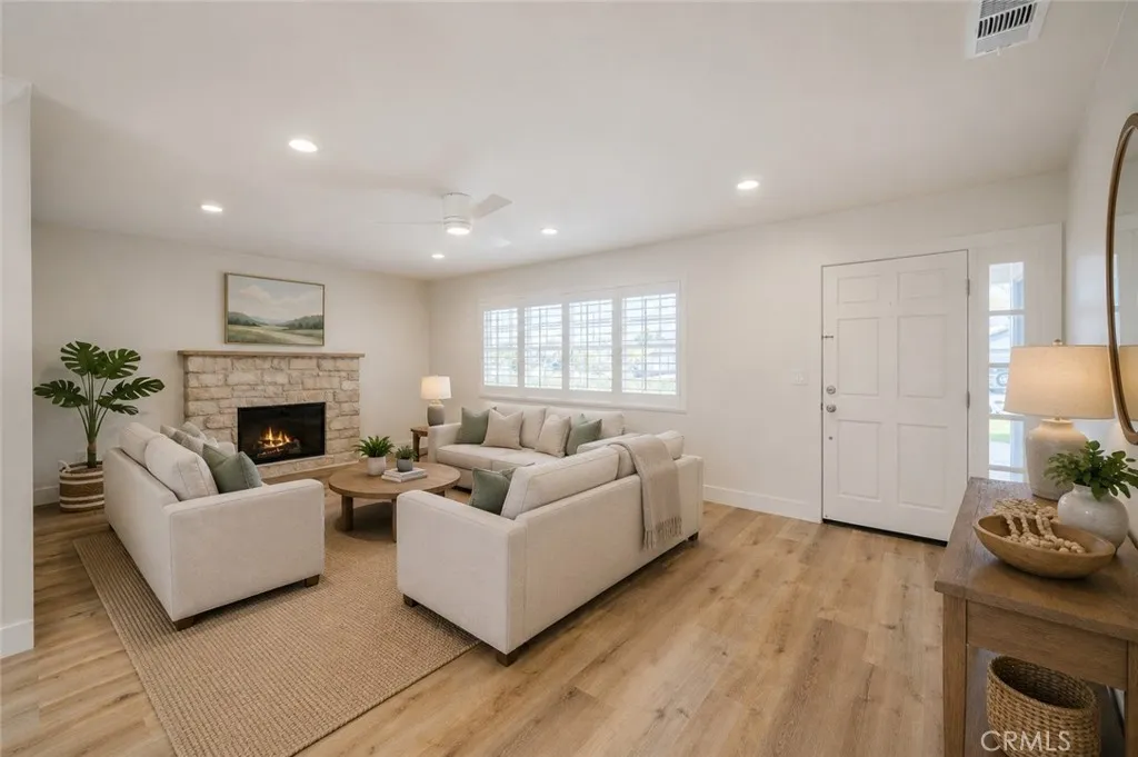 Virtually Staged Living Room Front Door