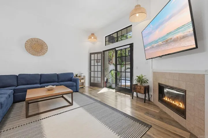 Fire in fireplace virtually added