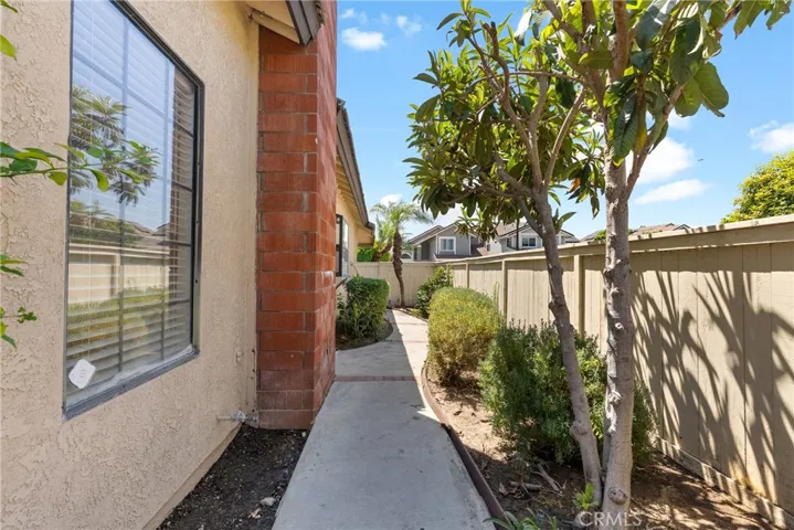 Side yard w/cement walkway