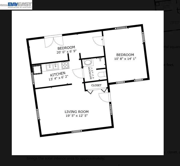 780 Sqft est measured