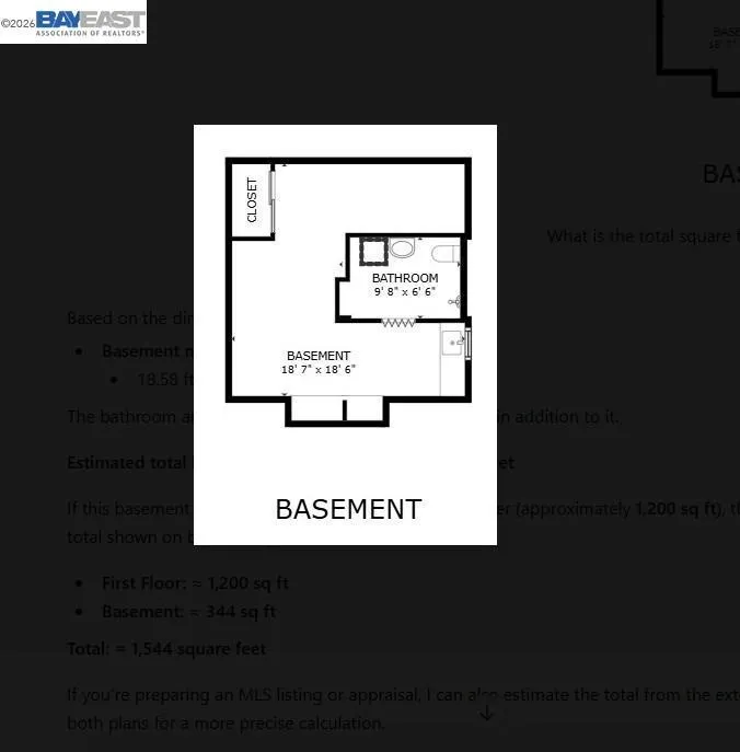 344 Sqft Est measured