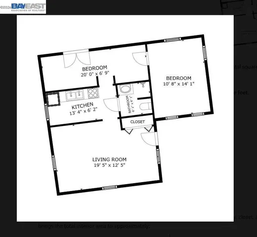780 Sqft est measured