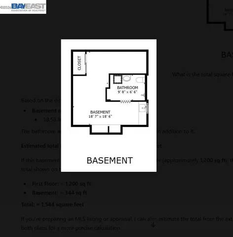 344 Sqft Est measured